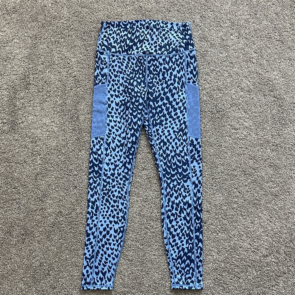 Fabletics PowerHold Blue Patterned Leggings
